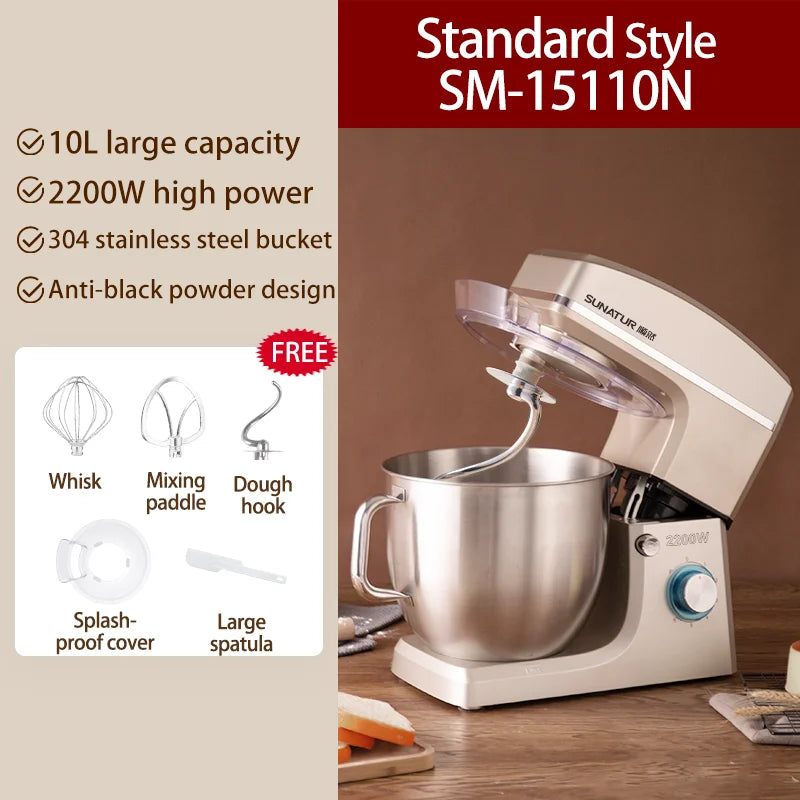 Sunatur 10l Stand Mixer 2200w Stainless Steel Bowl
