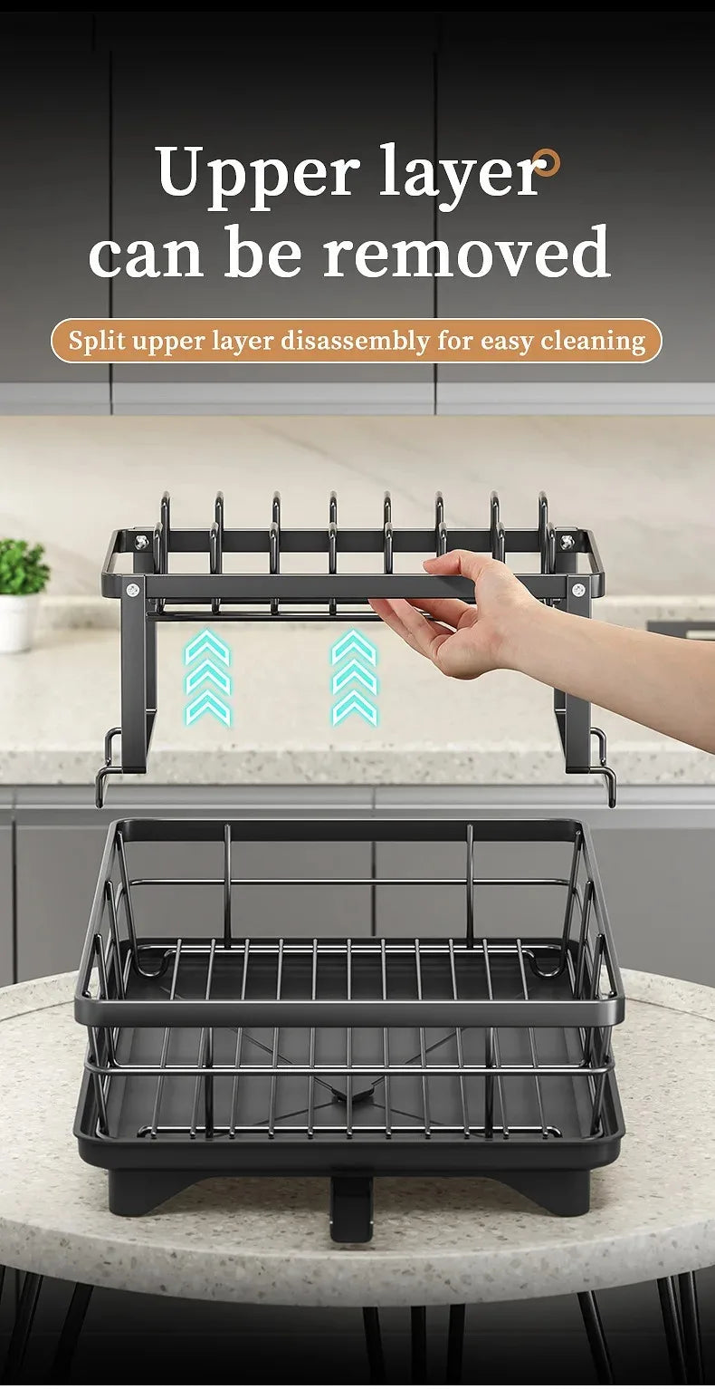 2-Tier Stainless Steel Dish Drying Rack Drainboard Rustproof