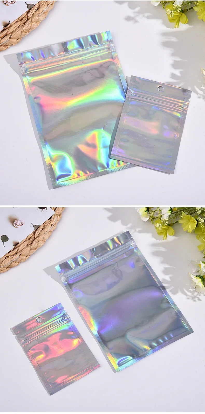 500pcs Laser Ziplock Bag Necklace Earrings Jewelry Gift