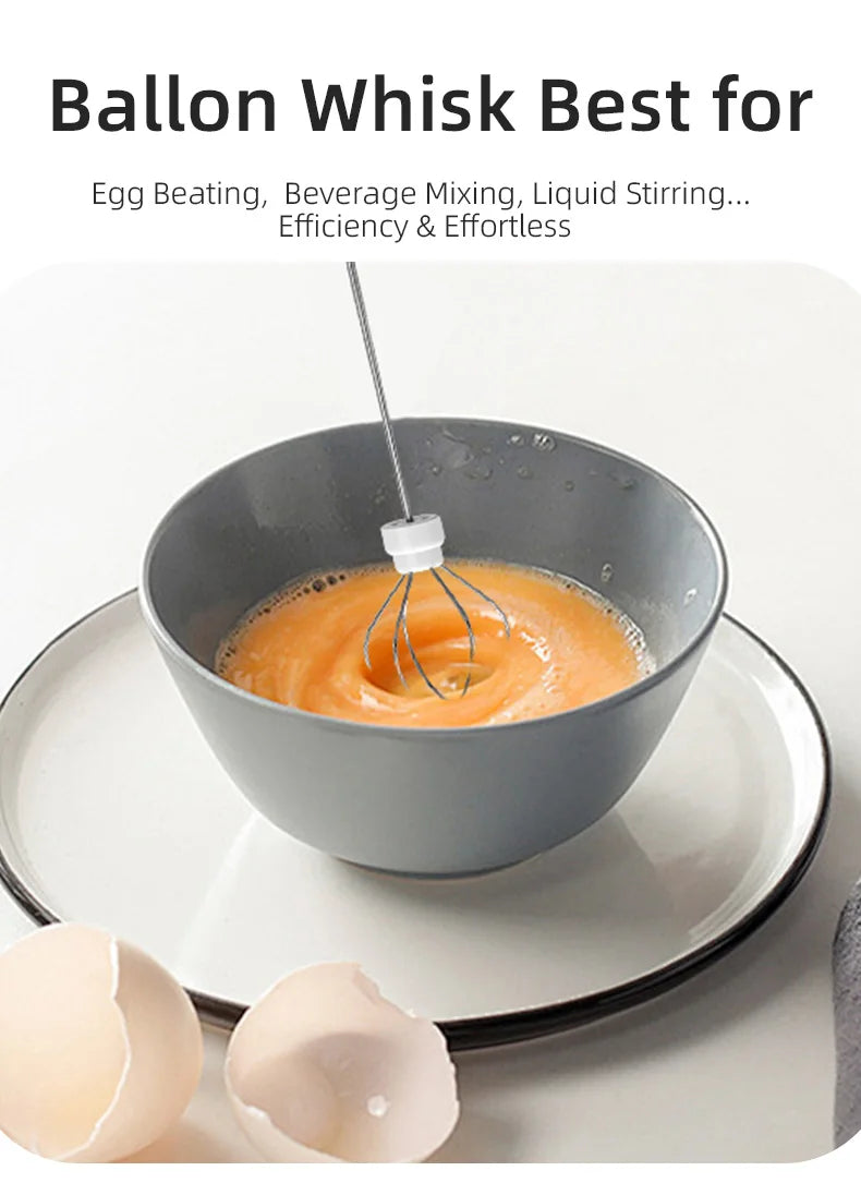 Electric Milk Frother Egg Beater Wireless Type-C Charging