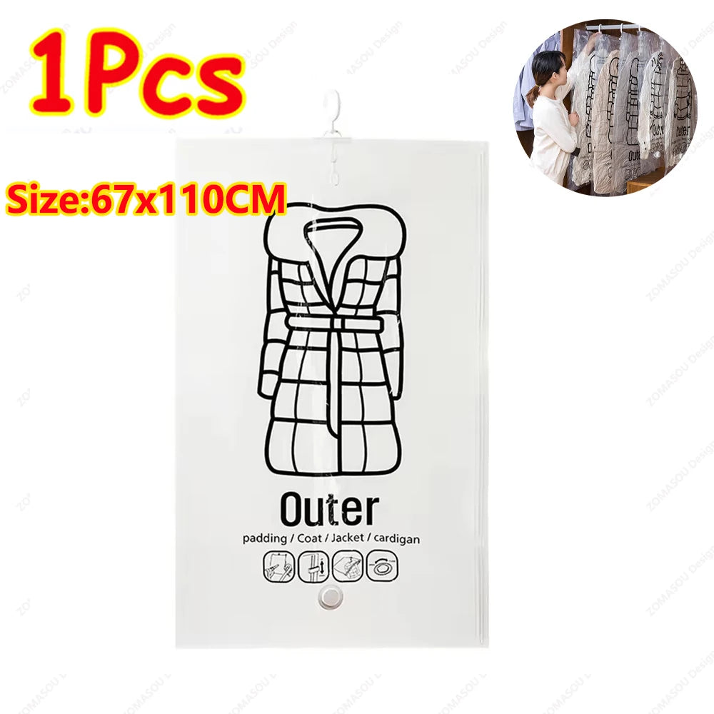 1-10pcs Hanging Vacuum Storage Bag Reusable Space Saver