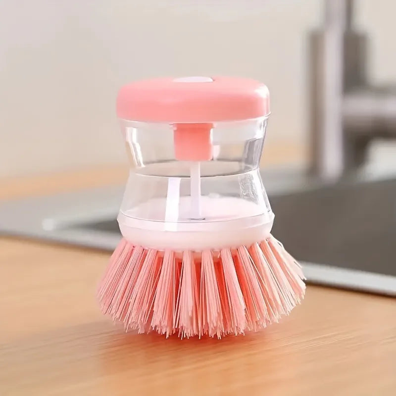 1pc Press-Type Liquid Dishwashing Brush - Pot Cleaning