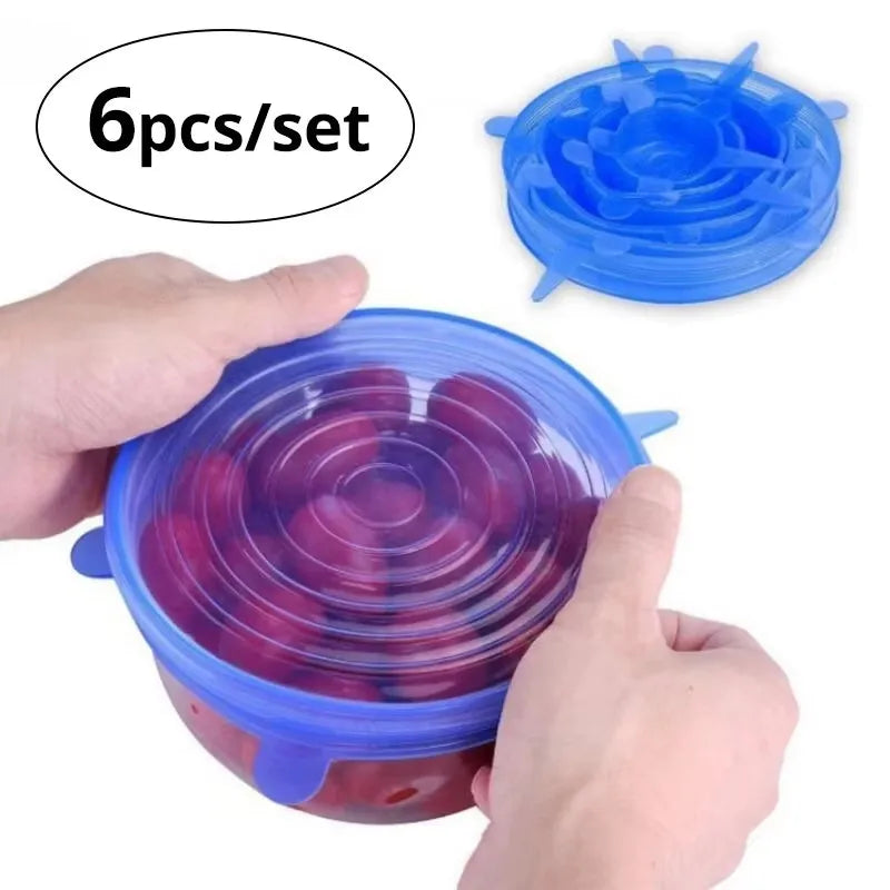 6pcs/Set Silicone Stretch Lids Reusable Durable Food Storage