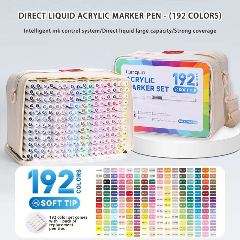 Languo 9pcs/Box Soft Brush Acrylic Marker Pen Diy