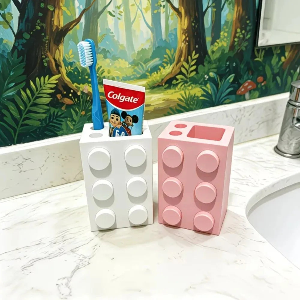 Cute Building Block Toothbrush Storage Rack Multi-Purpose