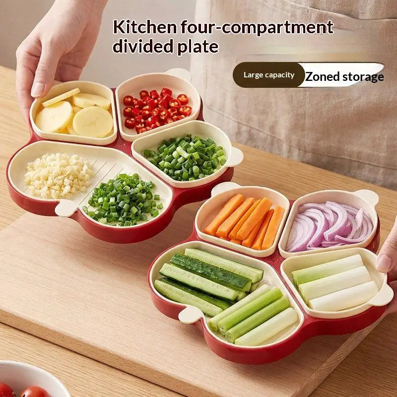 Multi Compartment Food Prep Tray Detachable Dividers Utensil