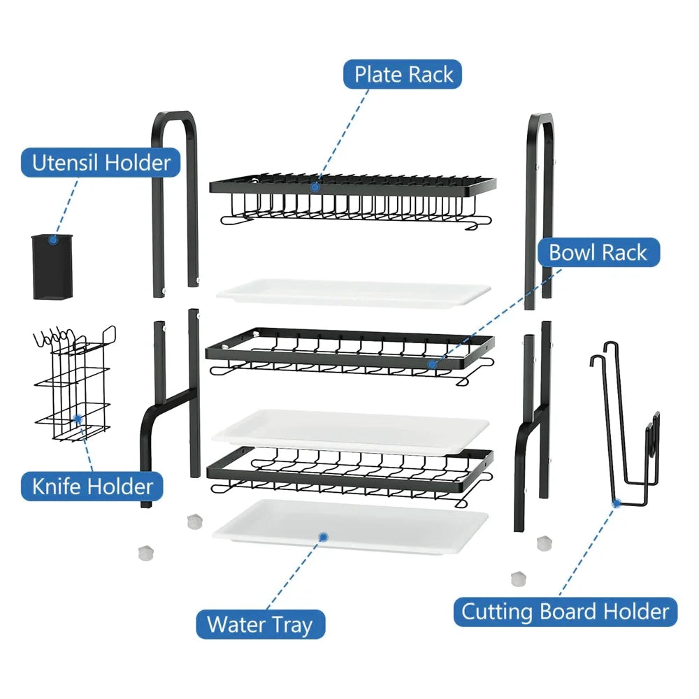 Tier Dish Organizer Dish Drying Rack Compact Dish