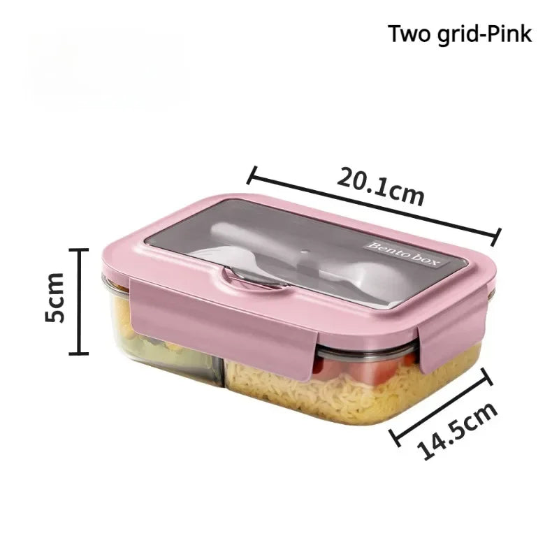 Lunch Box Tableware Office Workers Square Divided Microwave