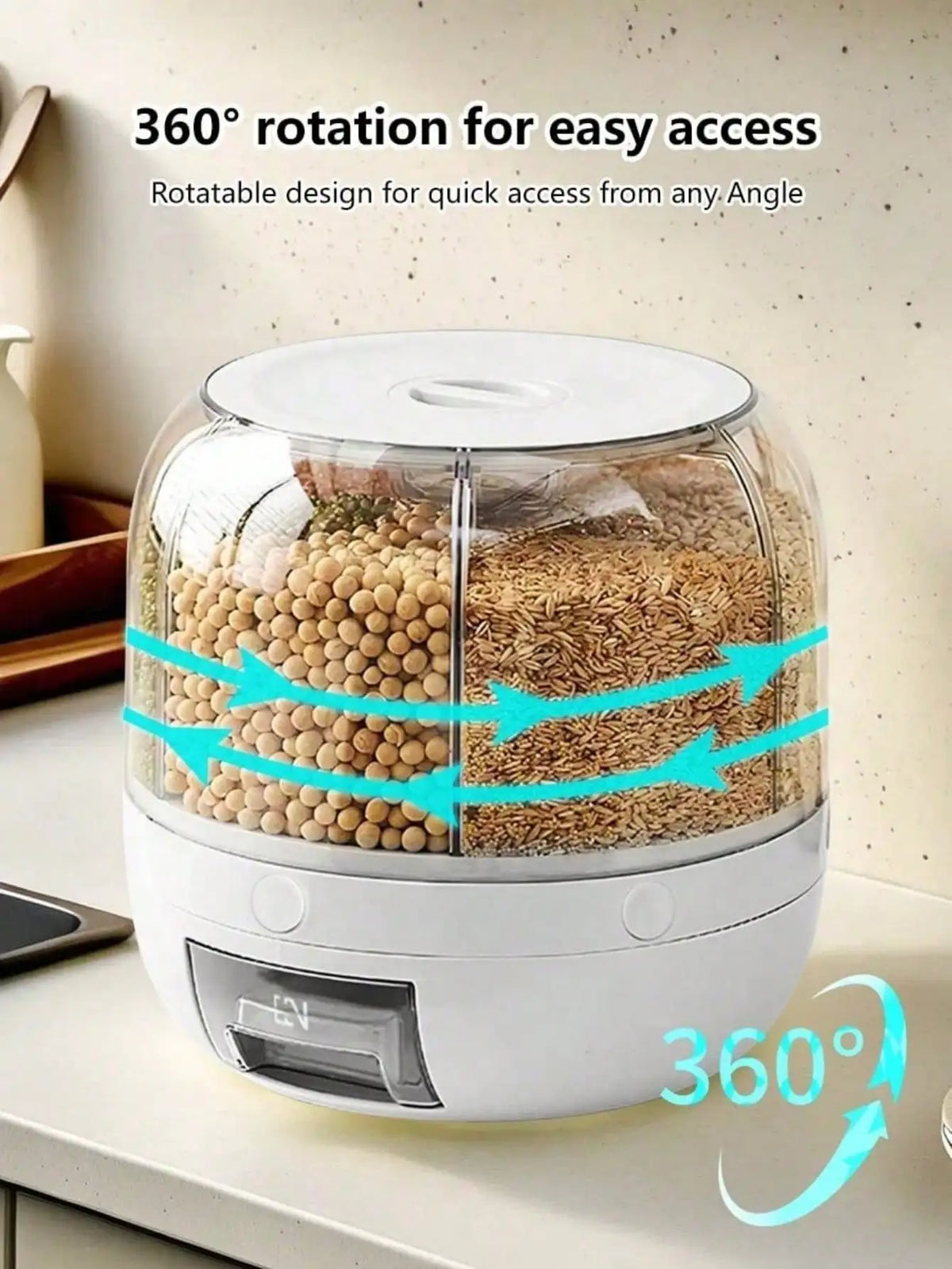 Grid Rotating Rice Dispenser 360 Grain Storage Container