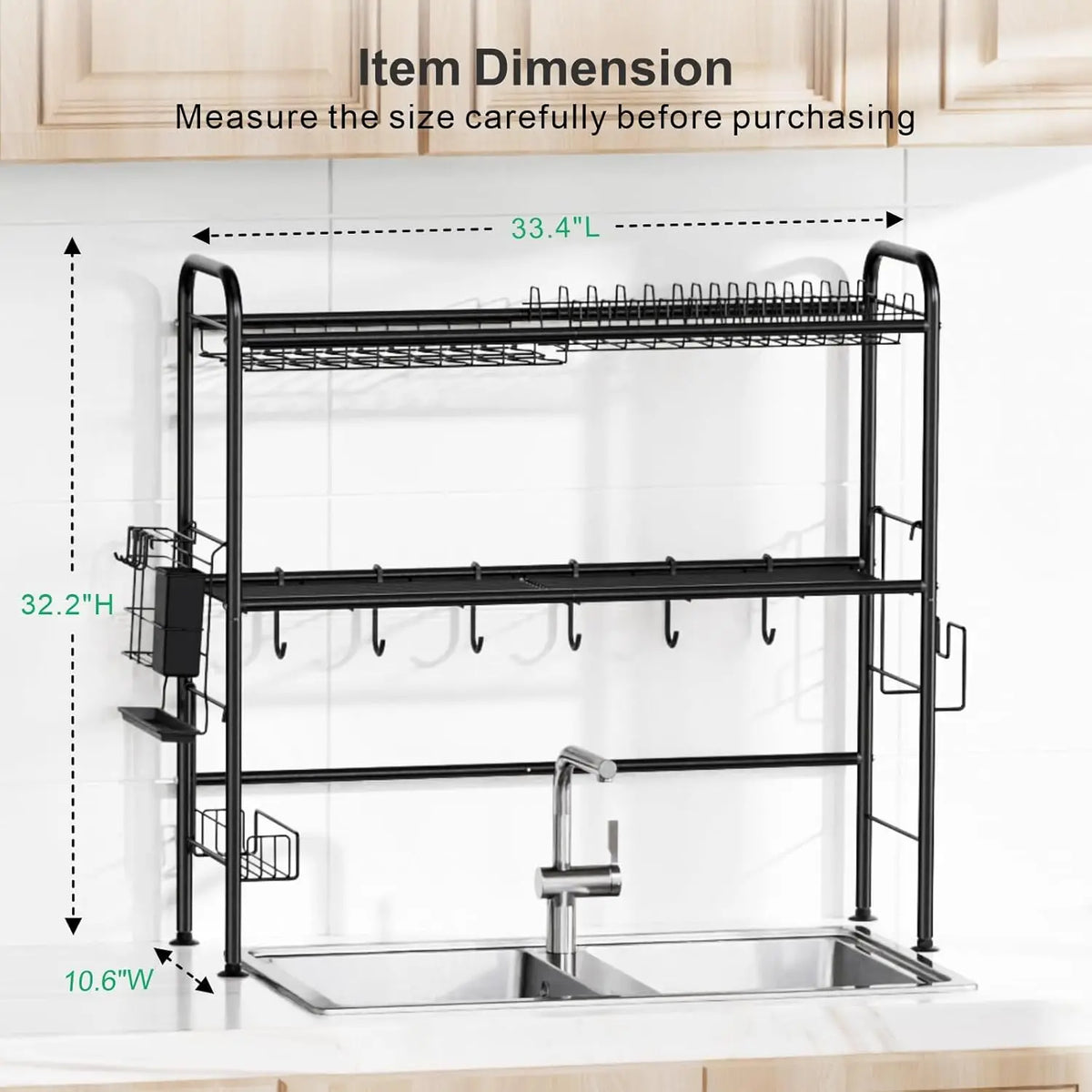 Over Sink Dish Drying Rack 1/2 Tier Above