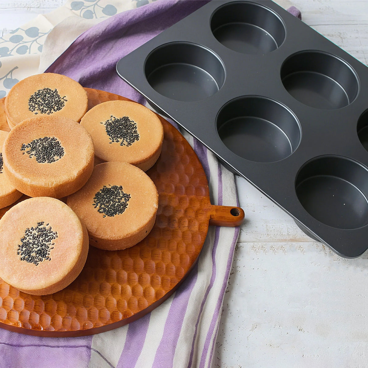 6-Cavity Mini Round Hamburger Baking Pan Sandwich Bread
