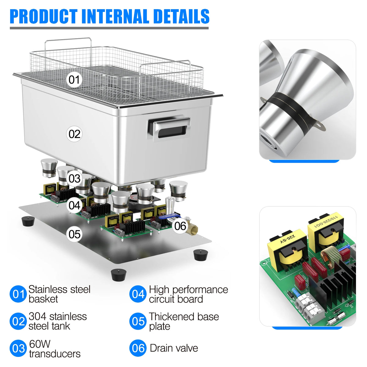 2l Ultrasonic Cleaner Bath Degas Semiwave 60w 120w