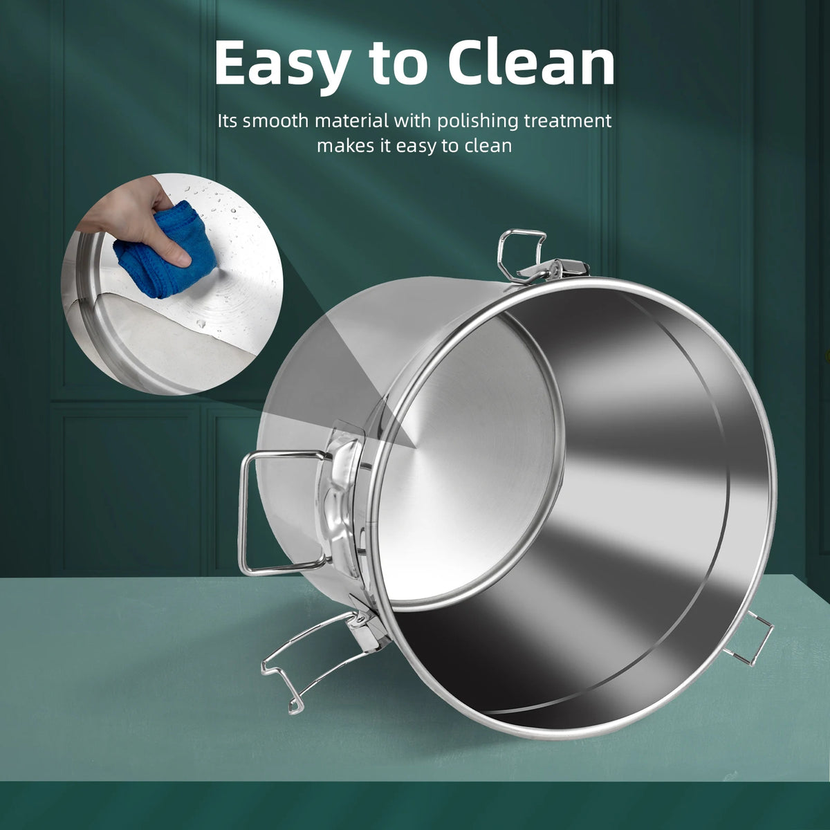 21/33l Stainless Steel Storage Bucket Lid & Handles