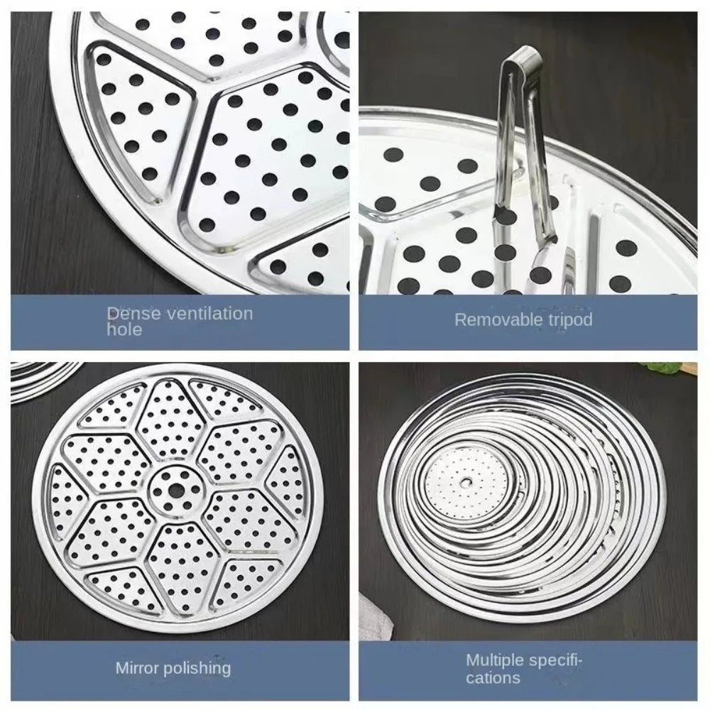 Durable Stainless Steel Steamer 16-34cm Compartment Steamed Rice