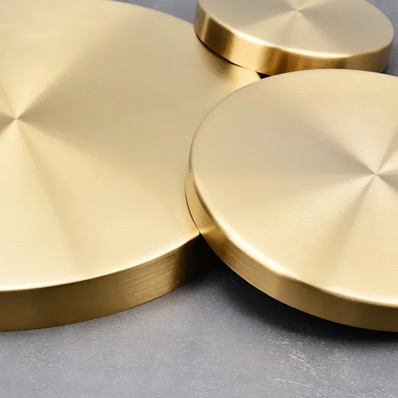 Decor Golden Storage Tray Round Jewelry Desktop Display