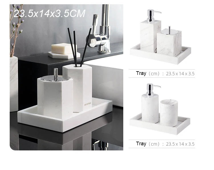 Volakos White Natural Marble Bathroom Soap Dispenser Soap