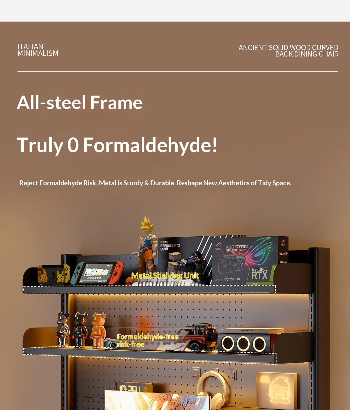 Clamp On Desk Shelf Pegboard Adjustable 2/3 Tier