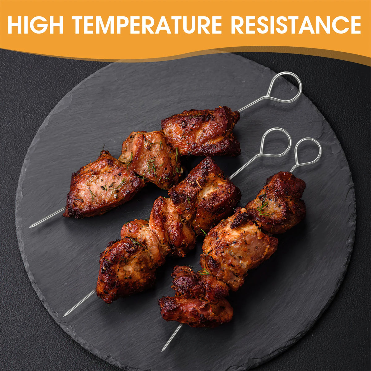 10/12pcs Stainless Steel Barbecue Skewer Reusable Bbq Kebab