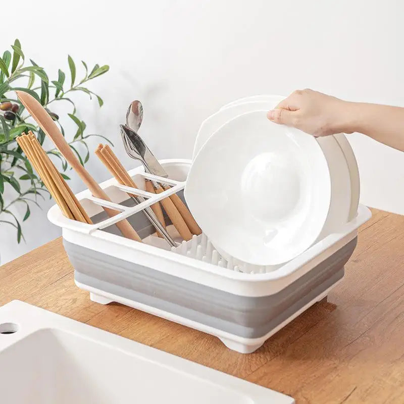 Collapsible Dish Drying Rack Foldable Dinnerware Drainer