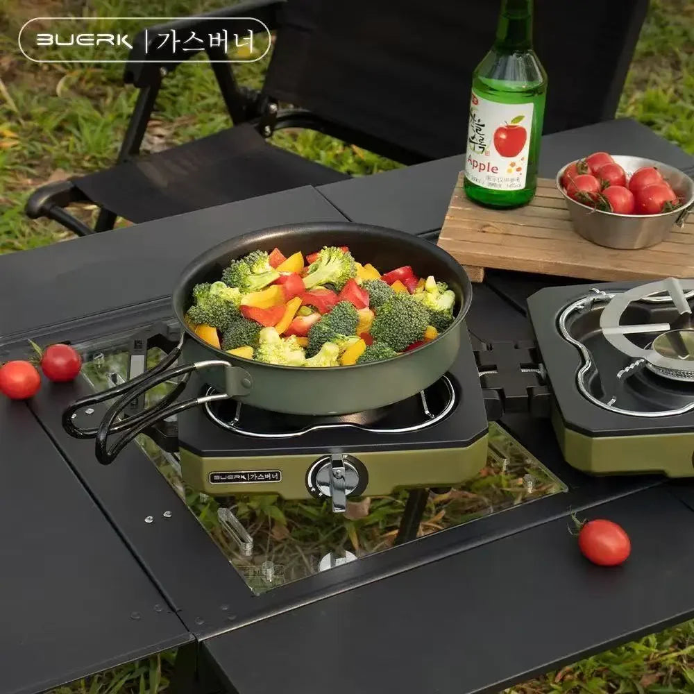 Buerk Camping Stove Double Burner High Firepower Folding