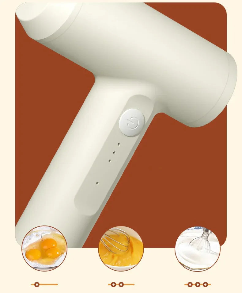 Electric Egg Beater Food Whisk Handheld Rechargeable Speeds