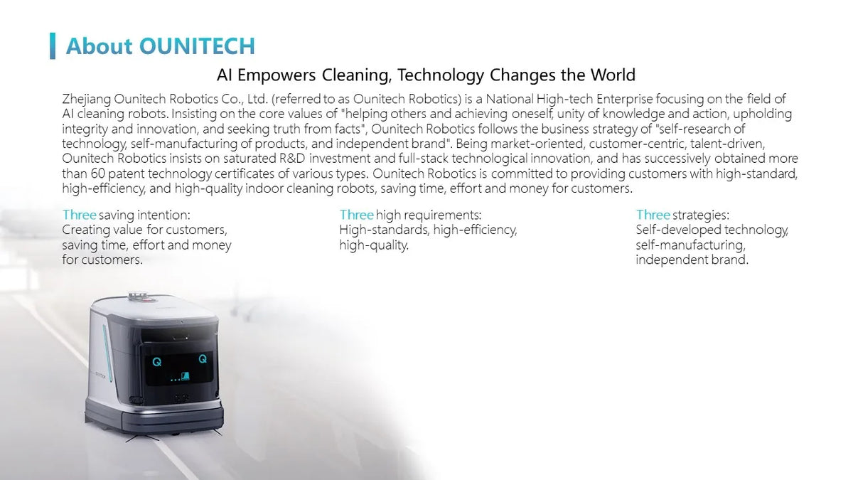 Ounitech Q3-G Commercial Floor Cleaning Robot 3-In-1 Sweep