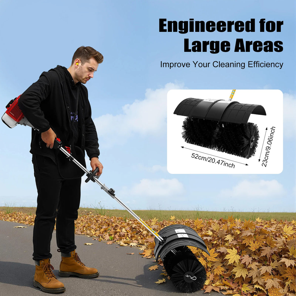 3hp 52cc Gas Powered Walk Behind Sweeper Multi