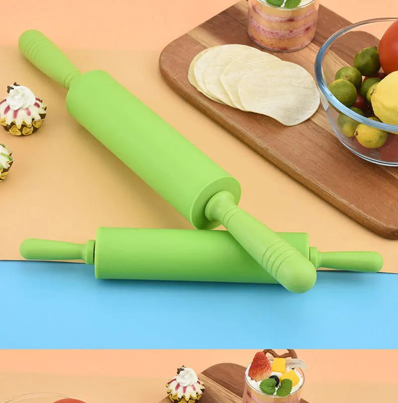 Non-Stick Plastic Handle Pastry Dough Flour Roller Silicone