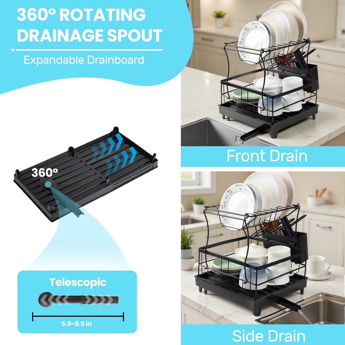 Tier Dish Drainer Rack - Dish Rack Utensil