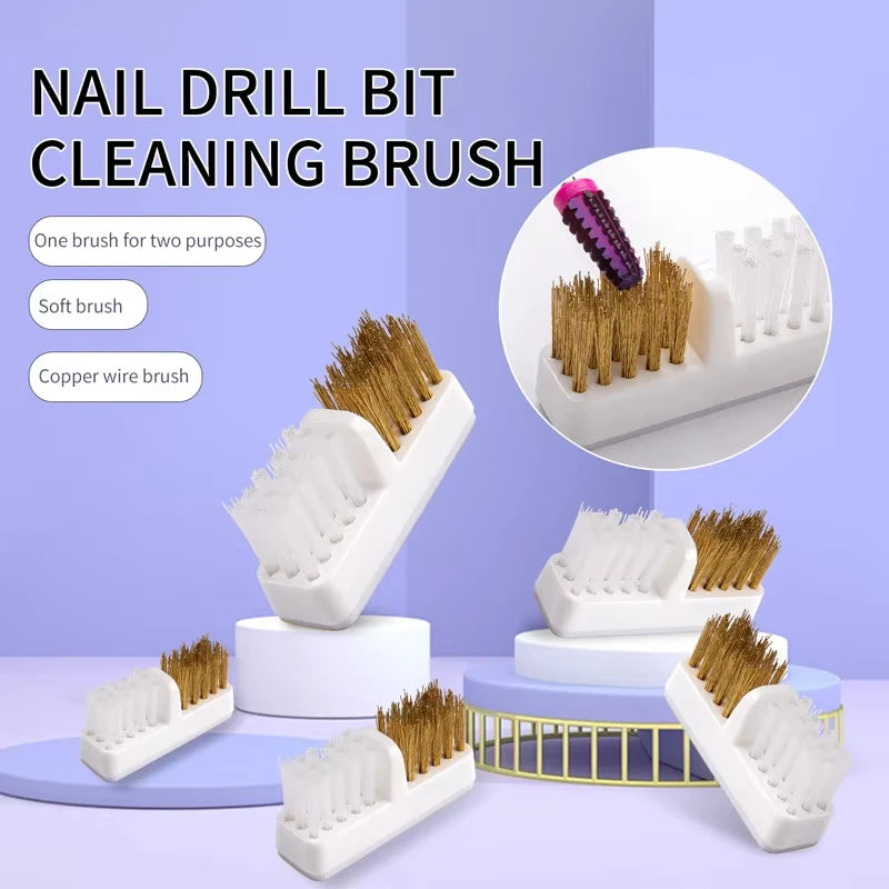 Electric Nail Drill Bits Cleaning Brush Dustproof Box