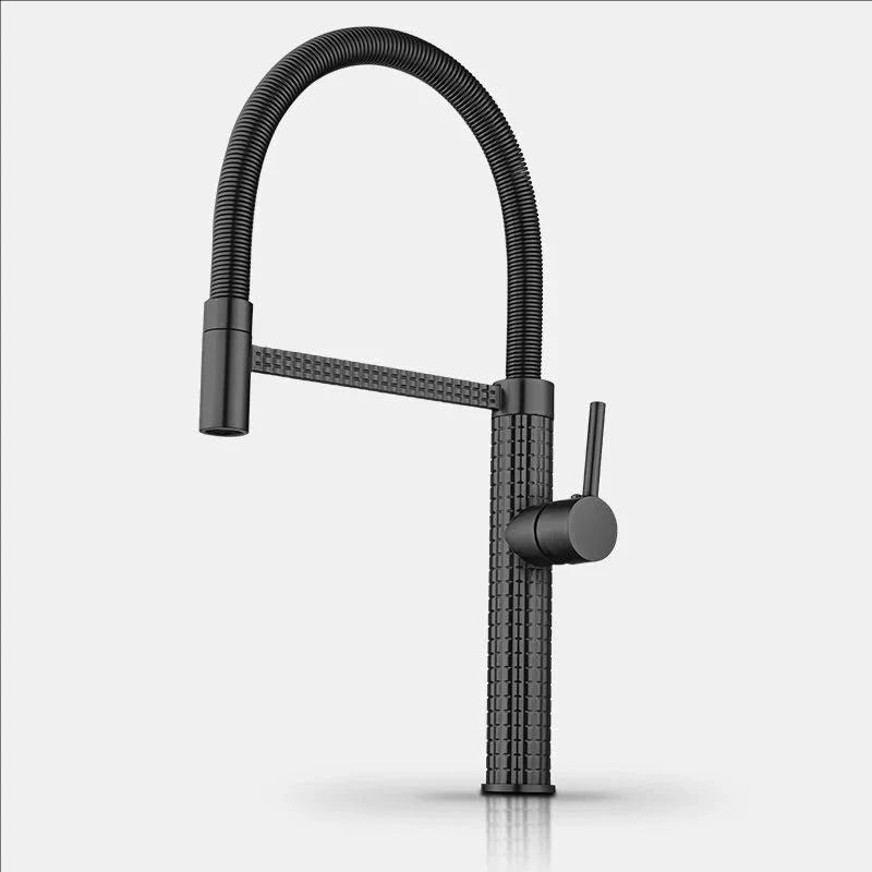 Black Spring Faucet Pull Down Handheld Shower Carved