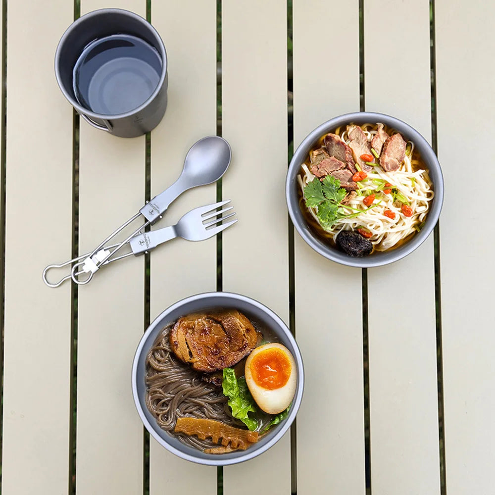Tomshoo 400ml / 500ml Food Container Stackable Titanium
