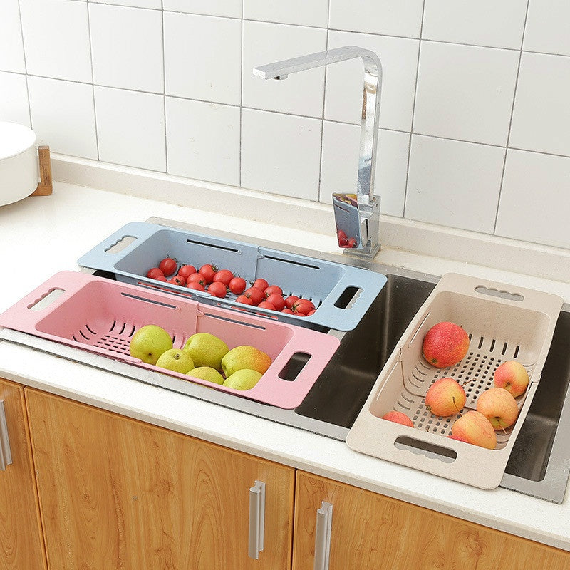 Adjustable Dish Drainer Sink Drain Basket Washing Vegetable