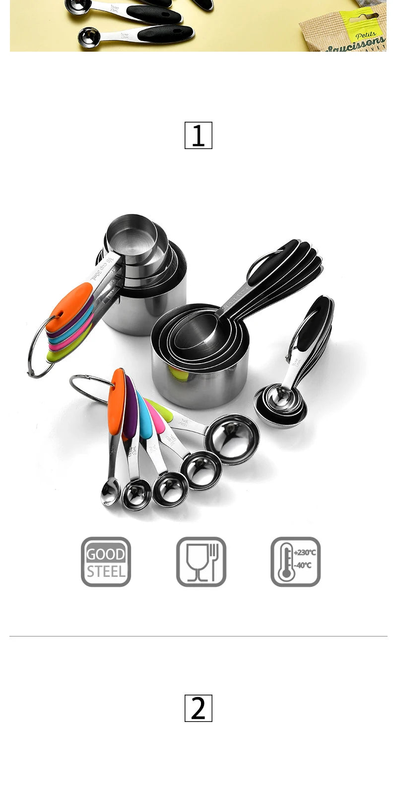 5/10pcs Stainless Steel Measuring Cups Spoons Baking Cake
