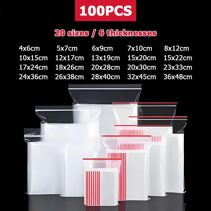 100 Small Plastic Ziplock Bags Resealable Transparent Jewelry