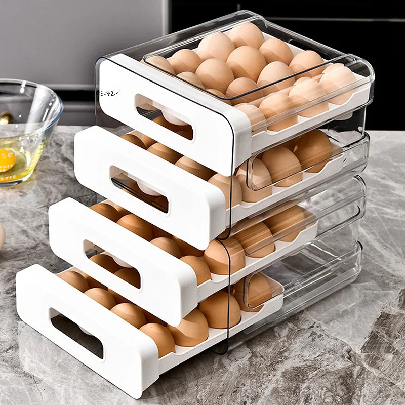2-Layer Stackable Refrigerator Egg Organizer Clear Plastic Egg