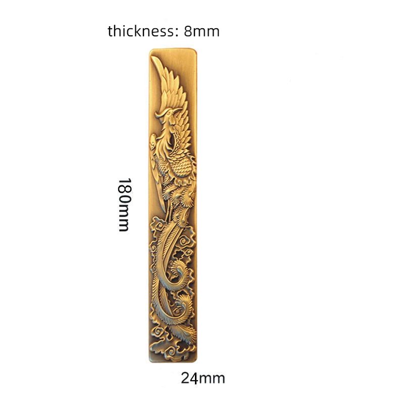 Chinese Style Brass Paperweight Antique Hand Painting Calligraphy