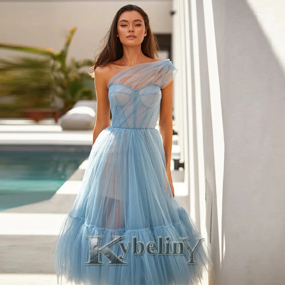 Kybeliny Graceful Evening Dresses Women Crytalsone-Shoulder