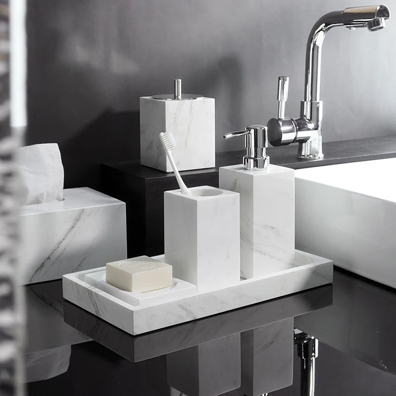 Volakos White Natural Marble Bathroom Soap Dispenser Soap