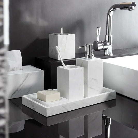 Volakos White Natural Marble Bathroom Soap Dispenser Soap