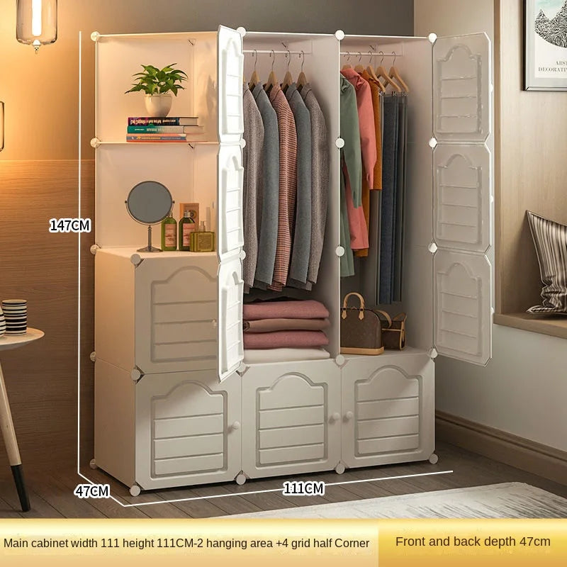 Bedroom Dustproof Clothes Cabinets Plastic Collapsible Durable