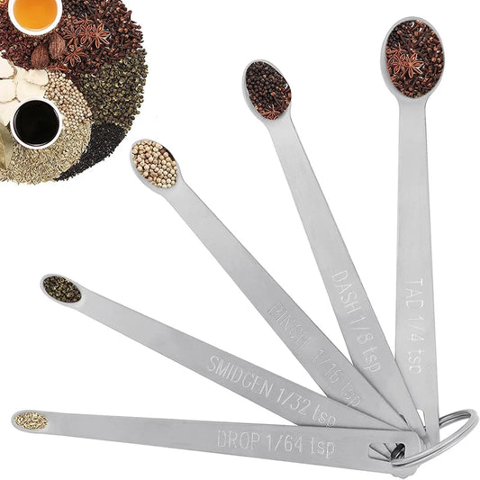 5pcs Measuring Spoon Stainless Steel Cooking Spoons Long
