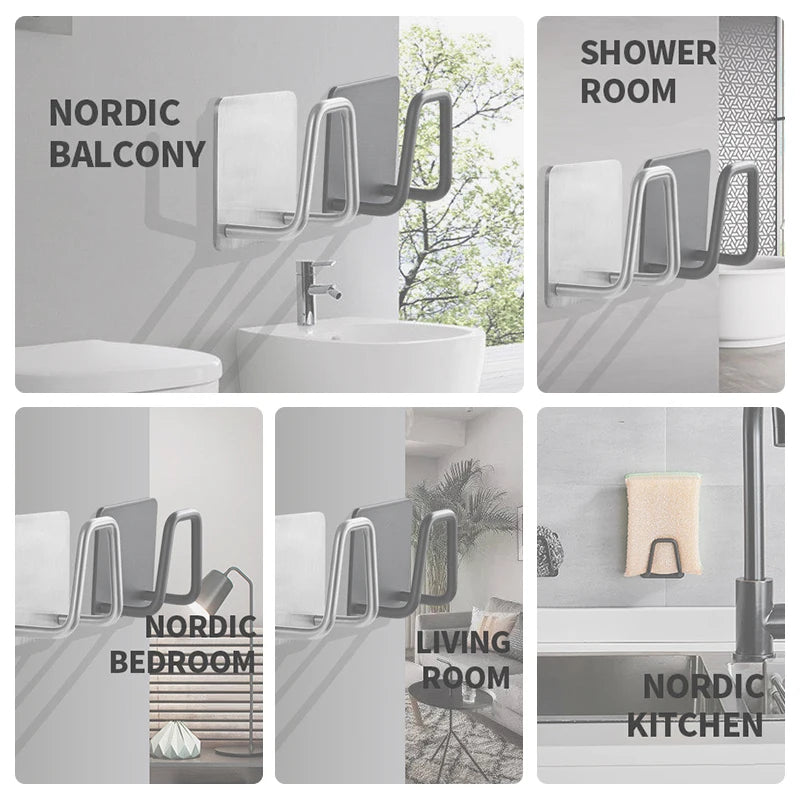 Stainless Steel Sink Sponges Holder Self Adhesive Drain