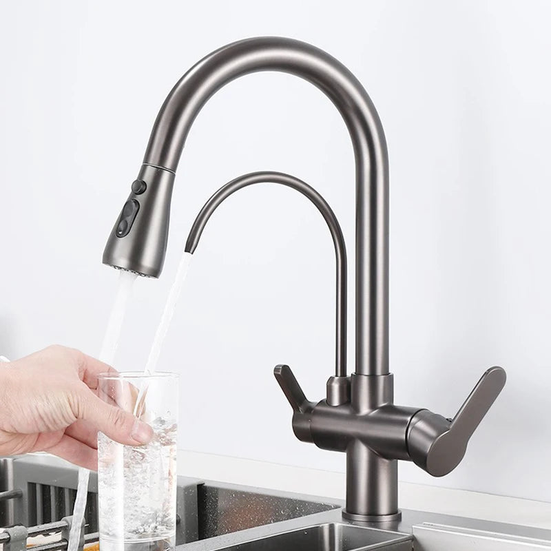 Brushed Gold Pull Out Filter Mixer Faucets Quality