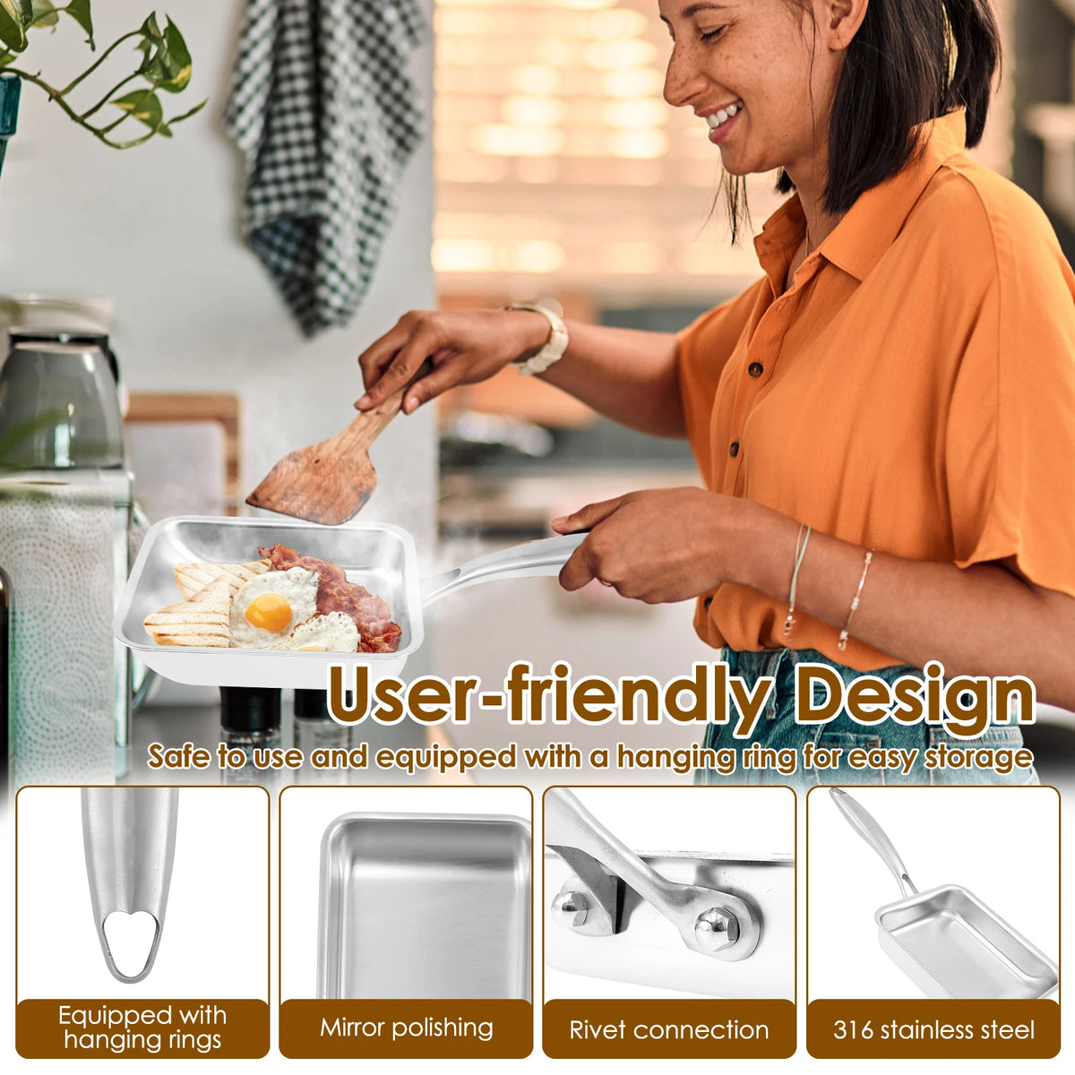 Stainless Tamagoyaki Japanese Omelette Pan Nonstick Egg Pan