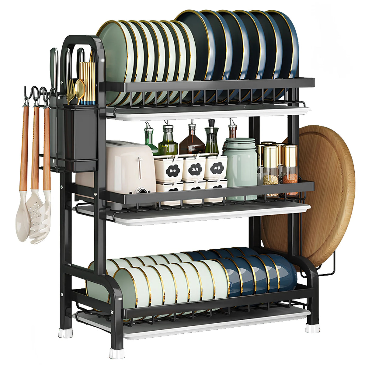 Dish Bowl Drainer Storage Rack Utensil Holder Dish