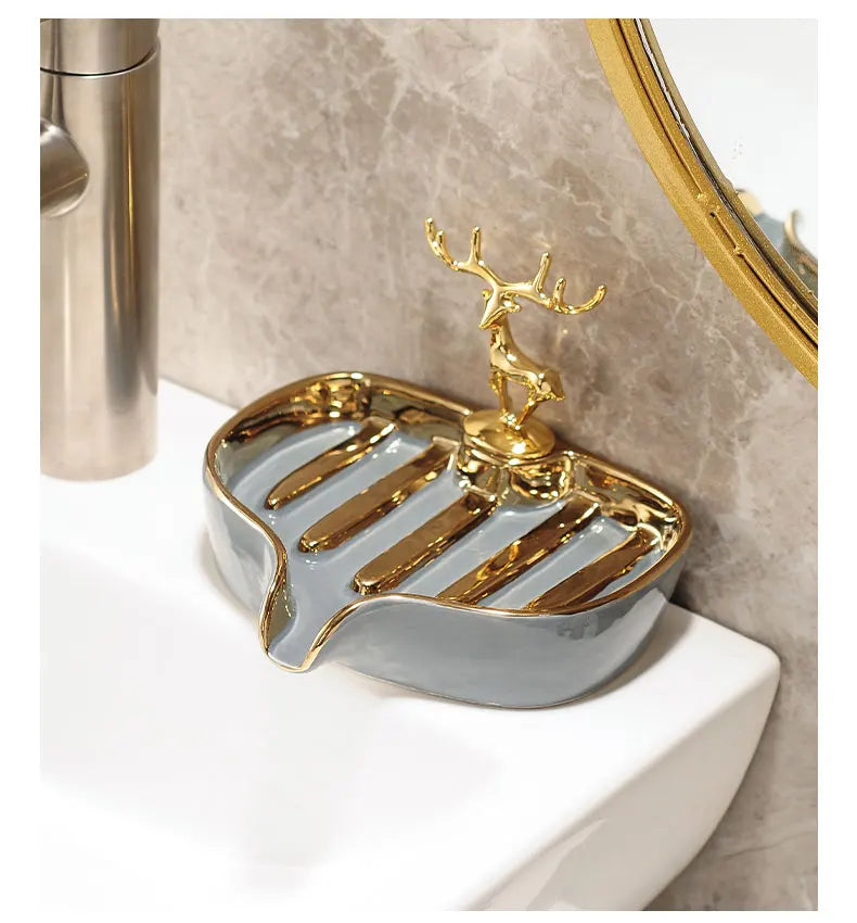 Ceramic Soap Box Soap Dish Bathroom Supplies Drain
