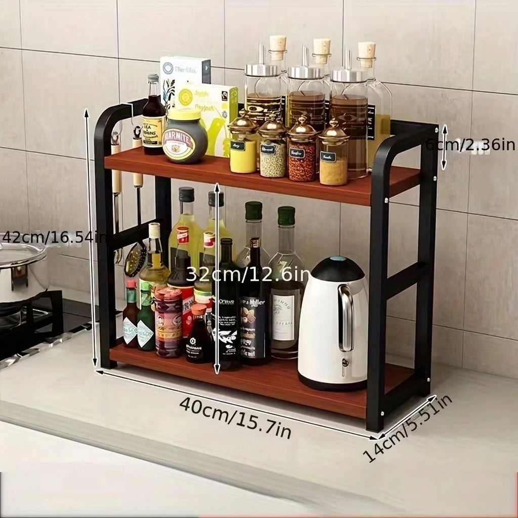 2-Tier Metal Countertop Shelf Organizer Rack Coffee Mugs