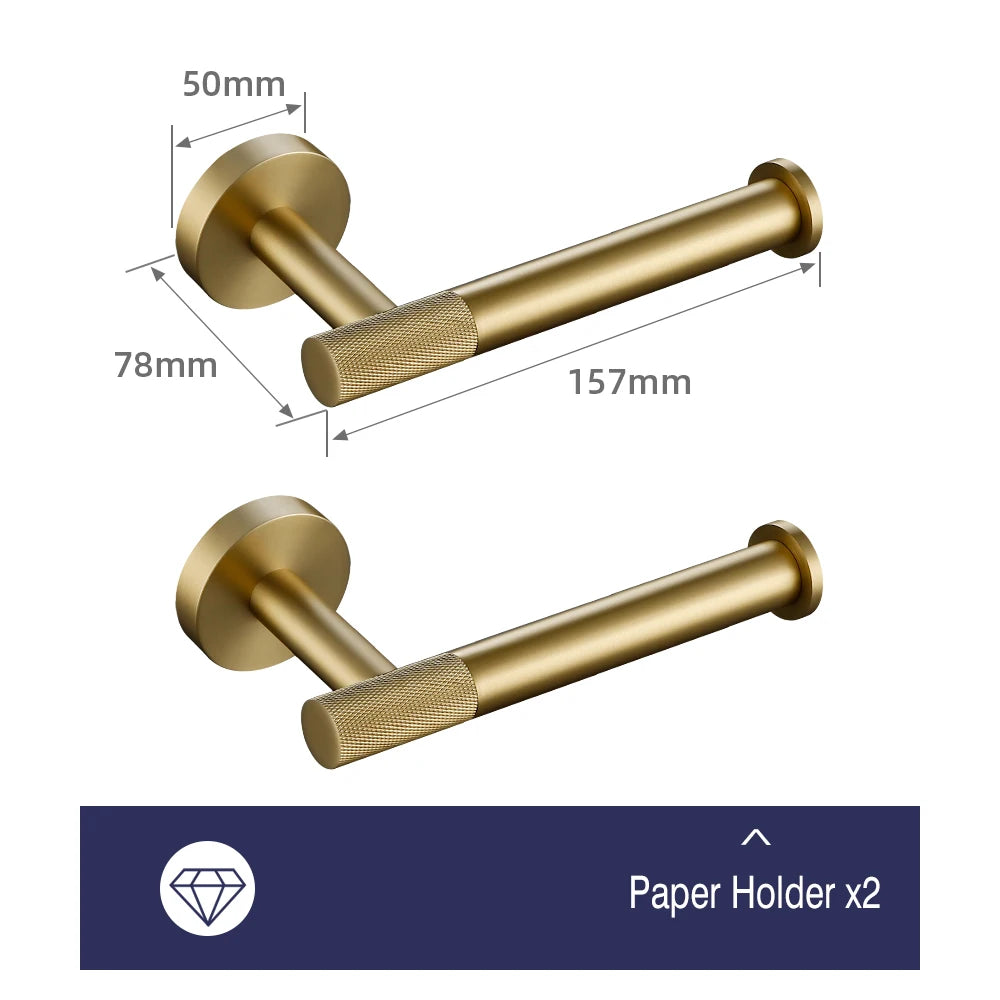 Brushed Gold Towel Rack Knurled Towel Bar Robe