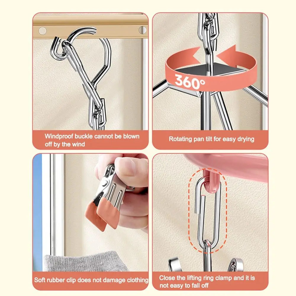 Stainless Steel Clothes Drying Rack Non-Slip 18/24 Clips